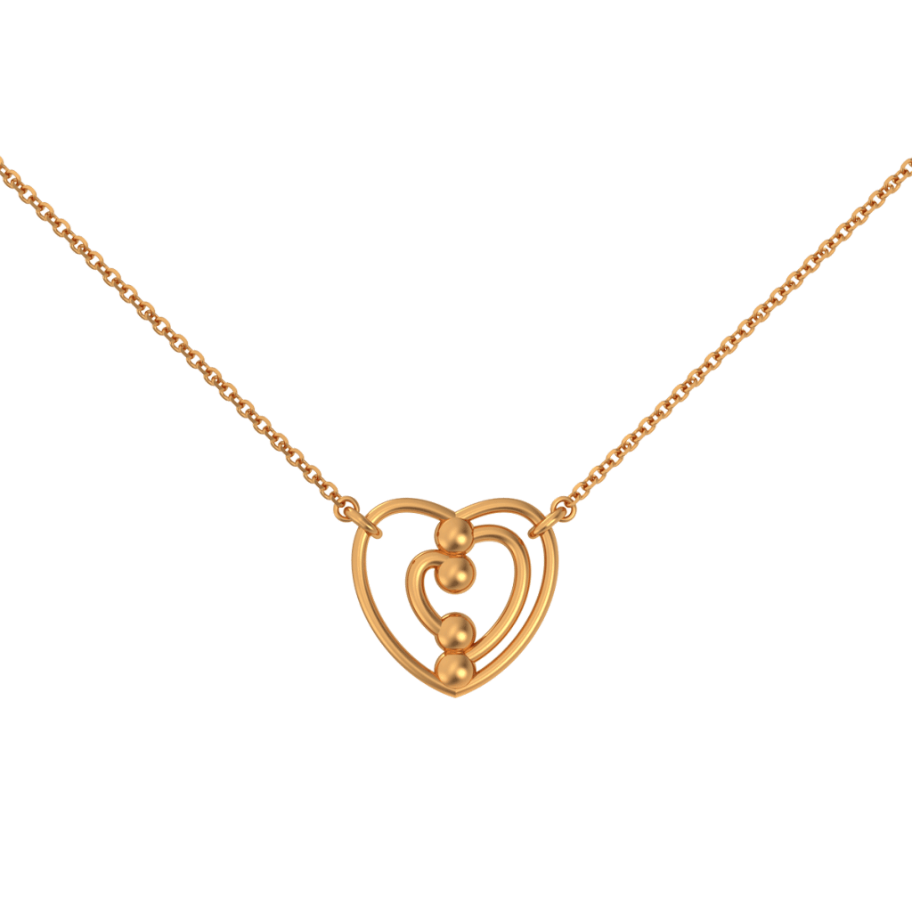 14K Gold Heart Necklace Acrodia
